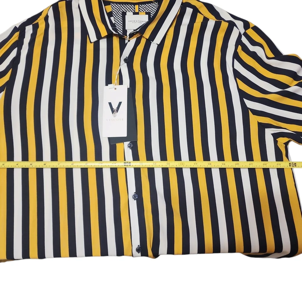 Striped Yellow and Black Men's Shirt - Picture 3 of 6